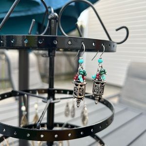 Silver with bead accents earrings
